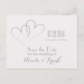 Two Hearts Intertwined Save The Date -silver Announcement Postcard by Frankipeti at Zazzle