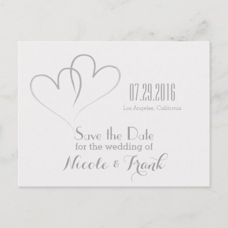 Two Hearts Intertwined Save The Date -silver Announcement Postcard
