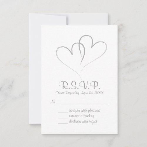 Two hearts intertwined Wedding RSVP Card