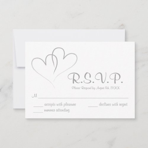 Two hearts intertwined Wedding RSVP Card