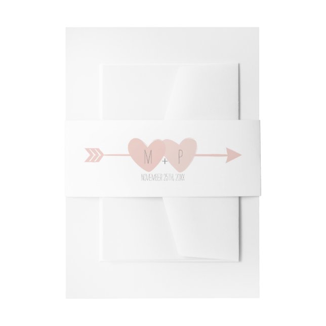 Two Hearts Invitation Belly Band (Front Example)