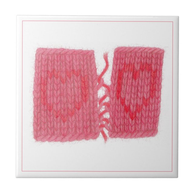 TWO HEARTS KNIT 4.25" Ceramic Tile (Front)