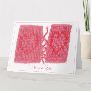 TWO HEARTS KNIT Big Greeting Card + Text