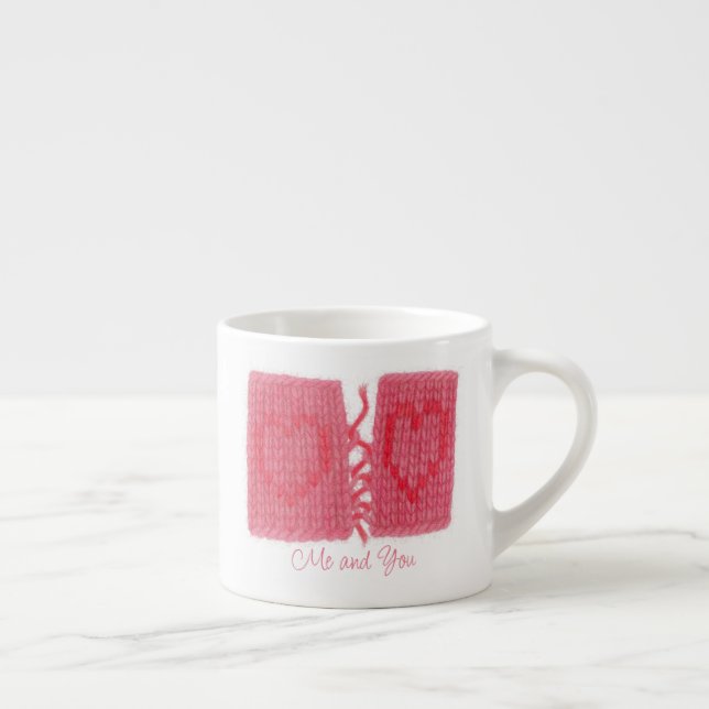 TWO HEARTS KNIT Espresso Cup + Text (Right)