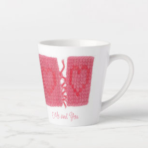 TWO HEARTS KNIT Latte Mug + Text