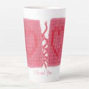 TWO HEARTS KNIT Tall Latte Mug + Text