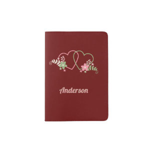 Two Hearts Linked with Last Name Passport Holder