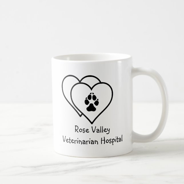 Two Hearts Love Animals Footprint Custom Coffee Mug (Right)