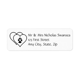 Two Hearts Love Animals Pet Rescue Address label