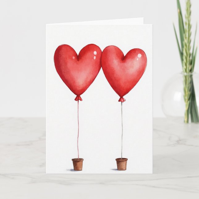 Two Hearts Love Balloons Card (Front)