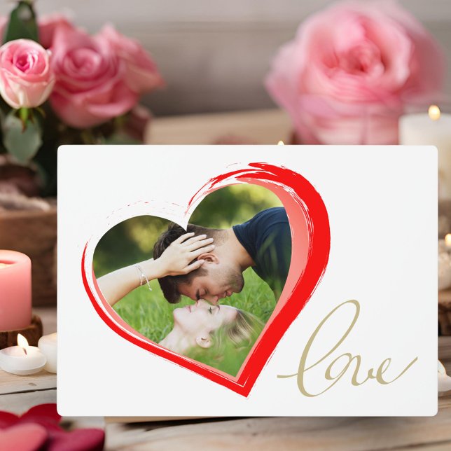 Two Hearts Love Script Valentine`s Day Photo  Plaque (Creator Uploaded)
