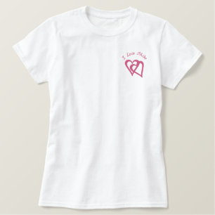 Two Hearts Love Valentine Pink Embroidered Design Shirt