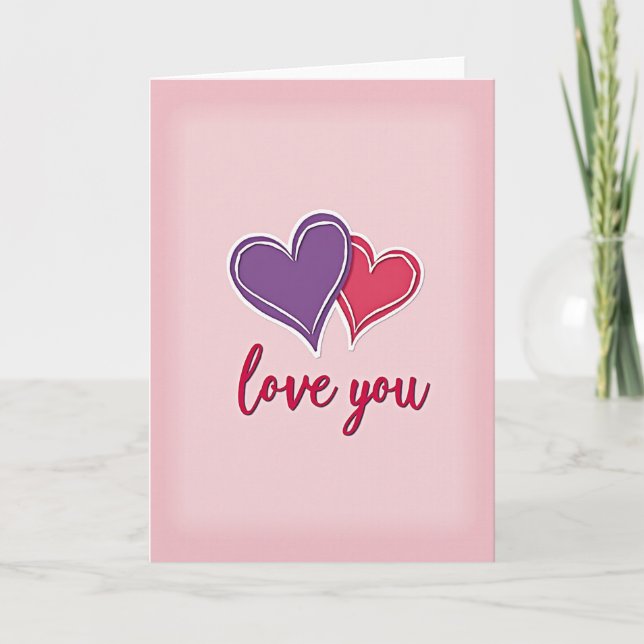 Two Hearts Love You Card (Front)