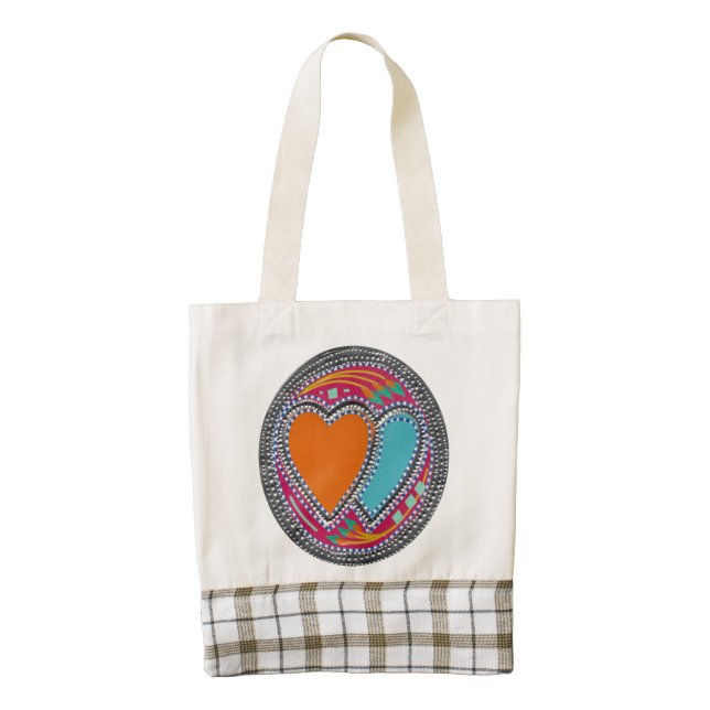 Two Hearts Lovely For You Zazzle HEART Tote Bag (Front)