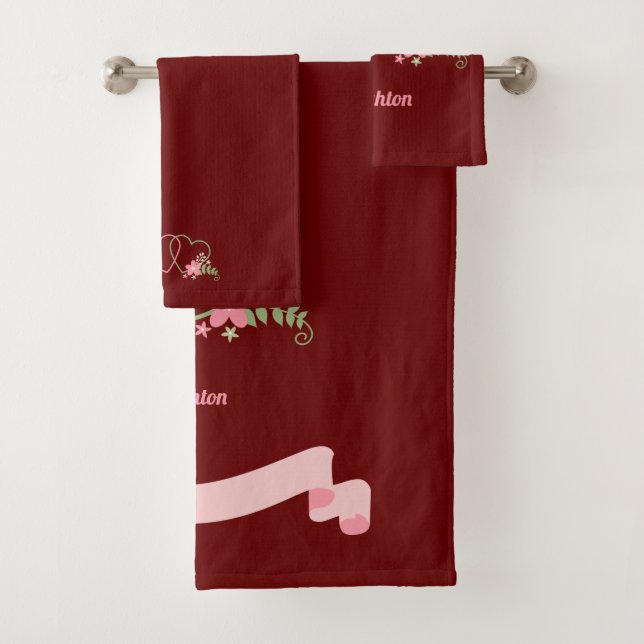 Two Hearts Lovers Design Bath Towel Set (Insitu)