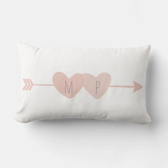 Two Hearts Lumbar Pillow (white) (Front)