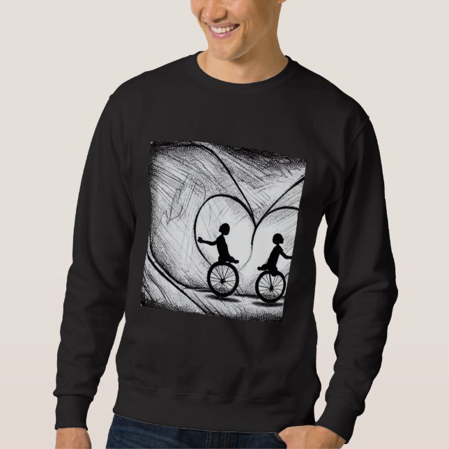 Two Hearts On Bikes - Romance On A Bicycle Sweatshirt (Front)
