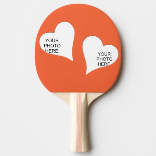 Two Hearts on Orange Add photos Frame Ping Pong Paddle