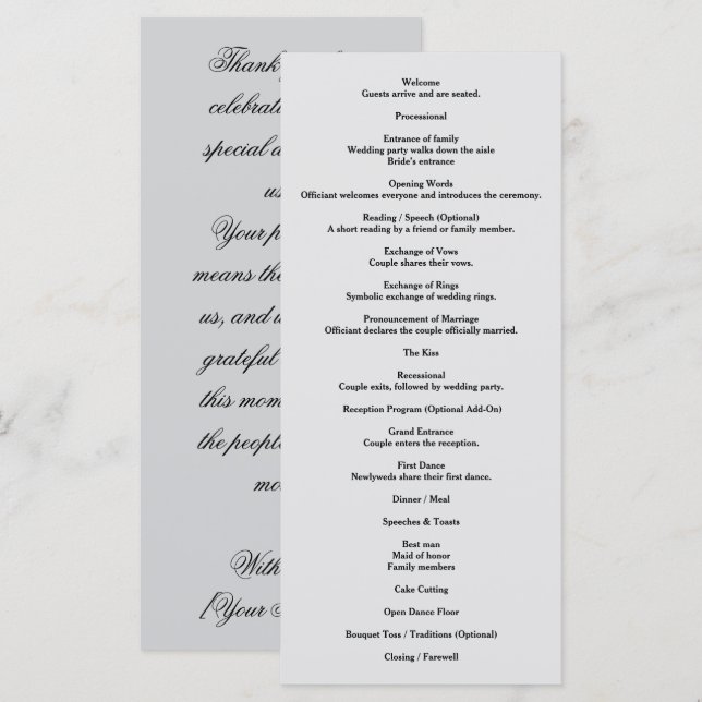 Two Hearts, One Journey Program (Front/Back)
