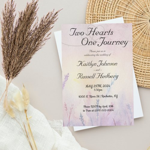 Two Hearts One Journey Simple Wedding Invitation 