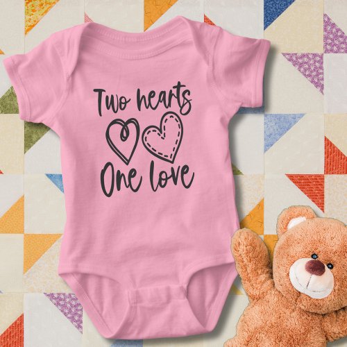 Two Hearts One Love  Baby Bodysuit