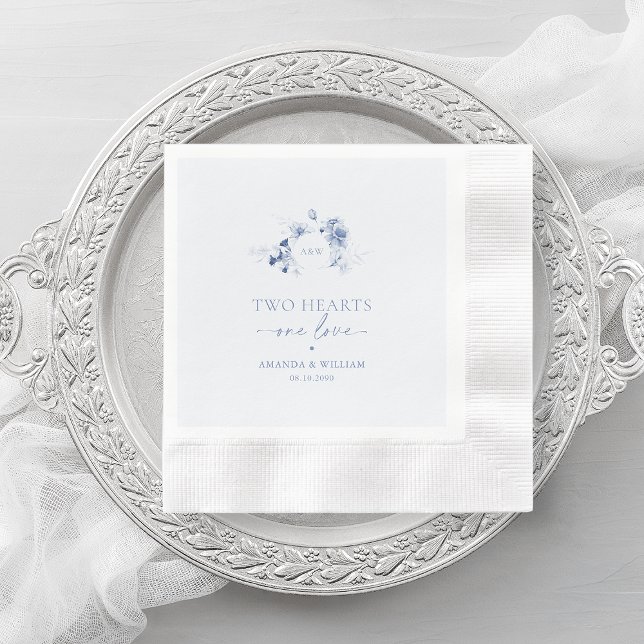 Two Hearts · One Love Dusty Blue Wedding  Napkins (Creator Uploaded)