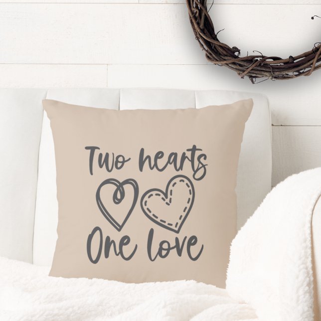 Two Hearts One Love Monogram  Throw Pillow (Creator Uploaded)