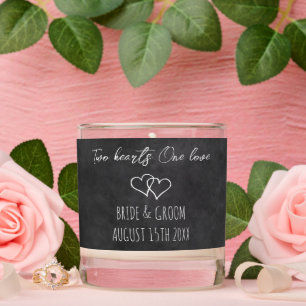 Two hearts one love personalized wedding slogan on scented candle