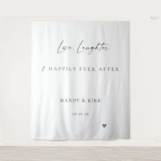 Two Hearts, One Love Story Wedding Backdrop Banner