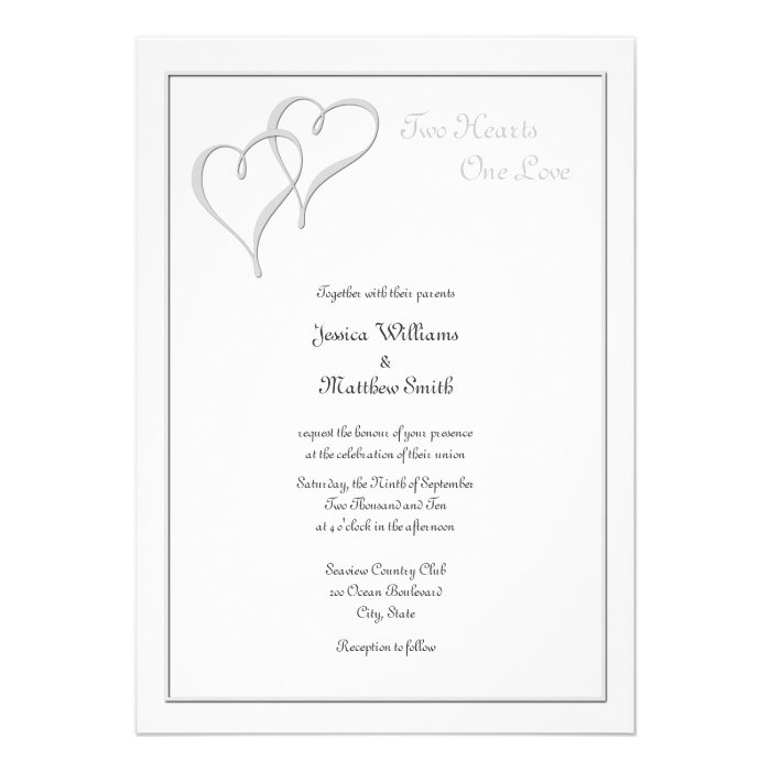 Two Hearts One Love Wedding Invitations