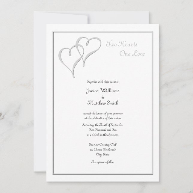 Two Hearts One Love Wedding Invitations (Front)