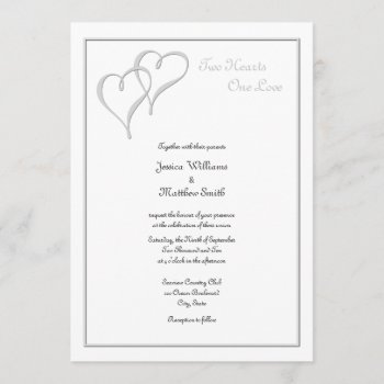 Two Hearts One Love Wedding Invitations by PMCustomWeddings at Zazzle