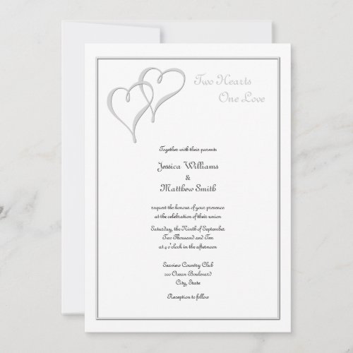 Two Hearts One Love Wedding Invitations