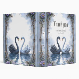 Two Hearts, One Reflection – Romantic Swan Wedding 3 Ring Binder