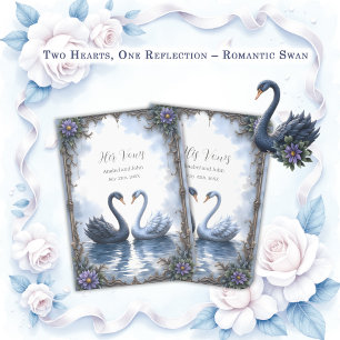 Two Hearts, One Reflection – Romantic Swan Wedding Foil Vow Books