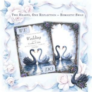 Two Hearts, One Reflection – Romantic Swan Wedding Invitation