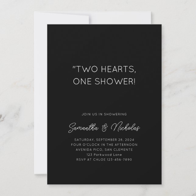 Two Hearts, One Shower | Black Couple Shower Invitation (Front)