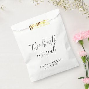 Two hearts, one soul wedding confetti  favor bag