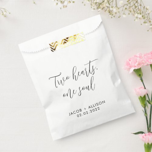 Two hearts one soul wedding confetti  favor bag