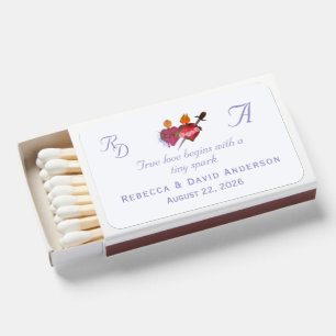 Two Hearts Periwinkle Catholic Wedding Favor Matchboxes