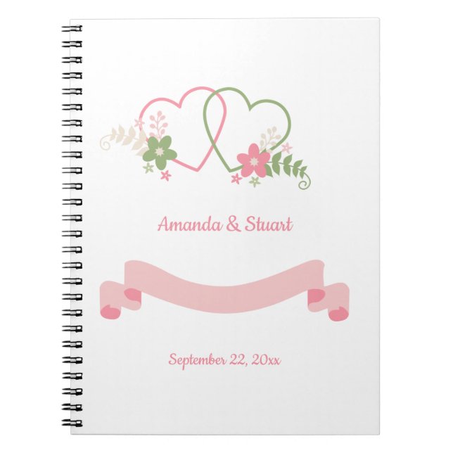 Two Hearts Personalized Wedding Date Notebook (Front)