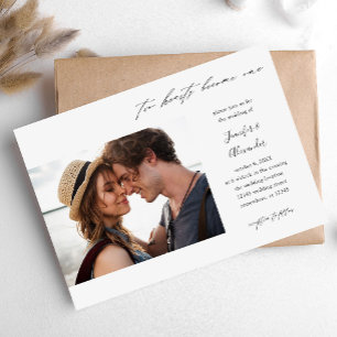 Two Hearts Photo Calligraphy Wedding Invitation