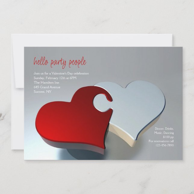 Two Hearts Puzzle Pieces Invitation (Front)