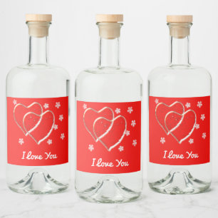 two hearts,romantic wedding.Personalized Liquor Bottle Label