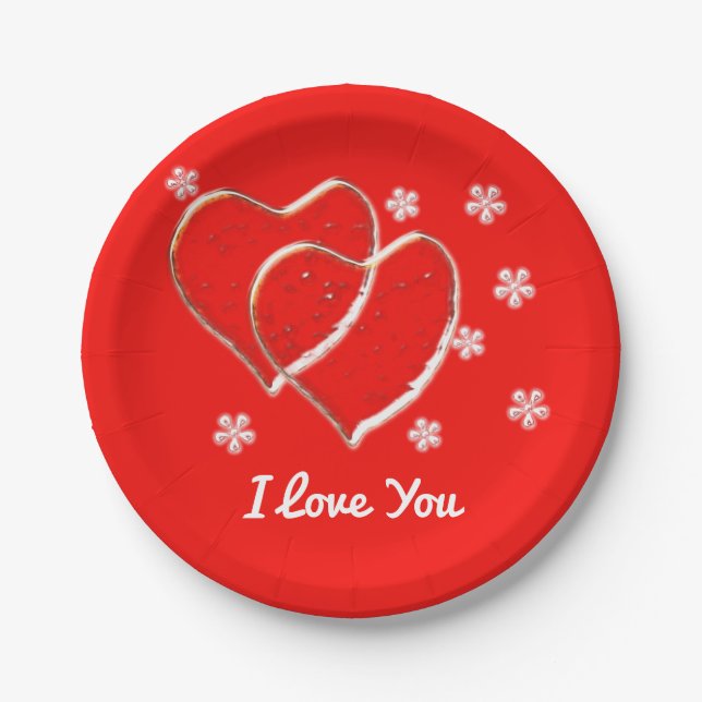 two  hearts,romantic wedding.Personalized Paper Plates (Front)