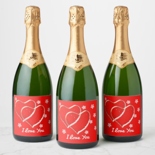 two  heartsromantic weddingPersonalized Sparkling Wine Label