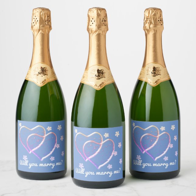 two  hearts,romantic wedding.Personalized Sparkling Wine Label (Bottles)