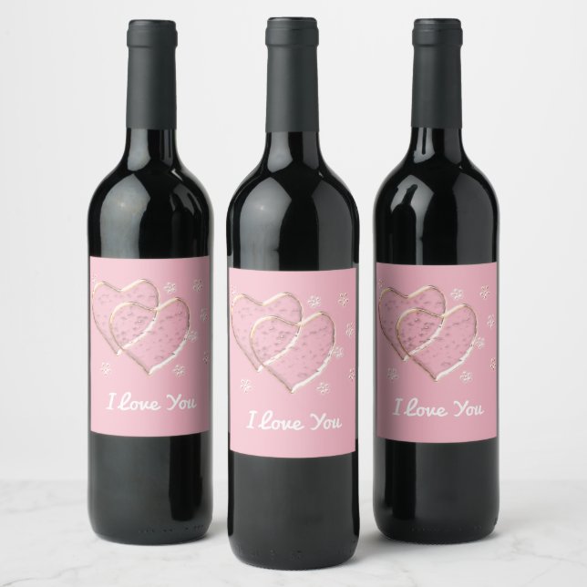 two  hearts,romantic wedding.Personalized Wine Label (Bottles)