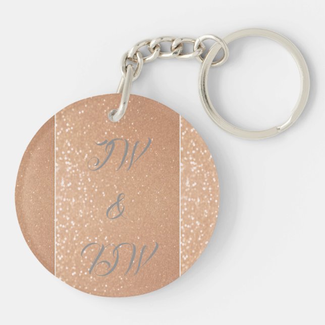Two Hearts Rose Gold Personalized Keychain (Back)