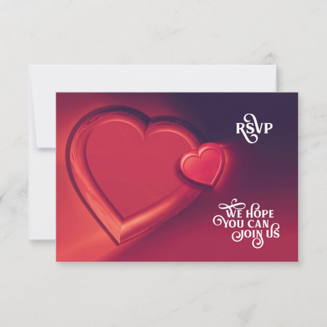 Two Hearts RSVP (Version 6) Card (Front)